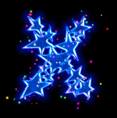 Noel yıldızı alfabesi - harf x