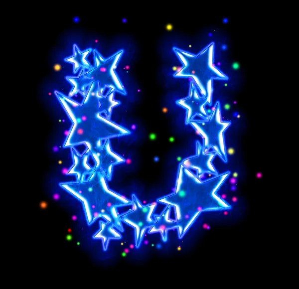 Kerstmis ster alfabet - alfabet u — Stockfoto