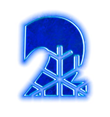 Winter snowflake font - number two clipart