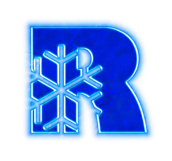 Winter snowflake alphabet - letter R — Stock Photo, Image