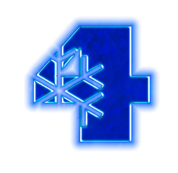 Winter snowflake font - number four — Stock Photo, Image