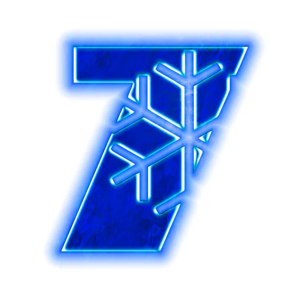 Vinter snöflinga font - nummer sju — Stockfoto