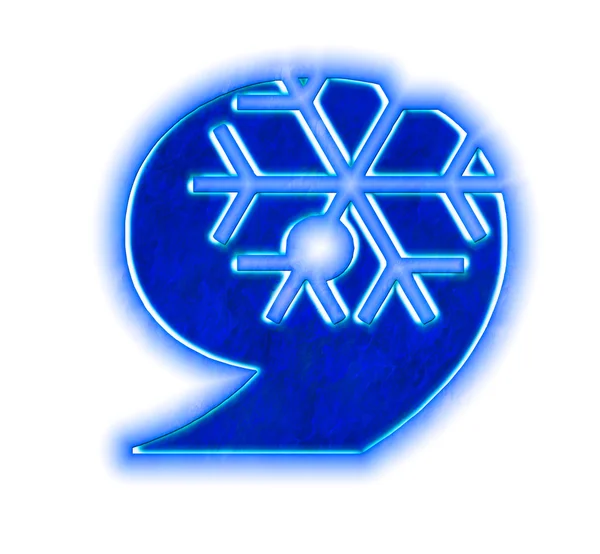 Winter snowflake font - number nine — Stock Photo, Image