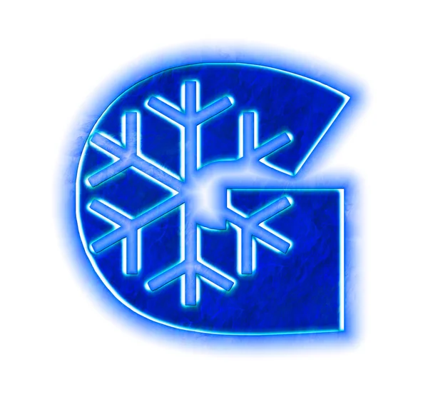 Winter-Schneeflockenalphabet - Buchstabe g — Stockfoto