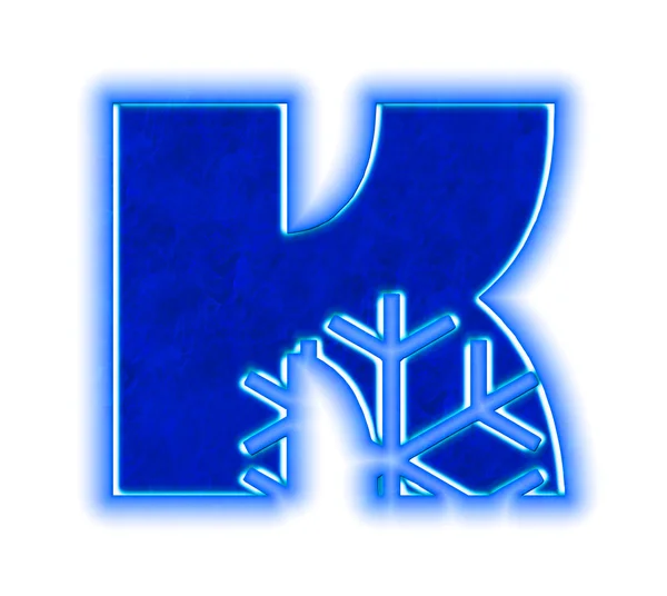 Зимова абетка сніжинки - літера K — стокове фото