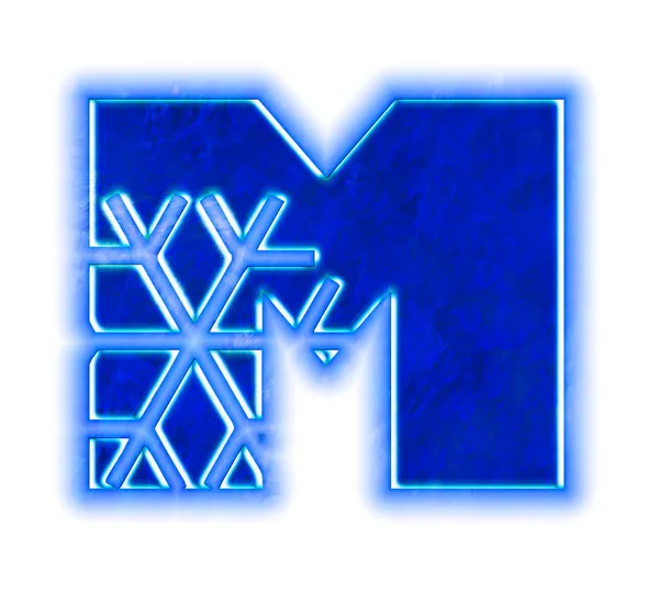 Зимний алфавит снежинки - буква М — стоковое фото