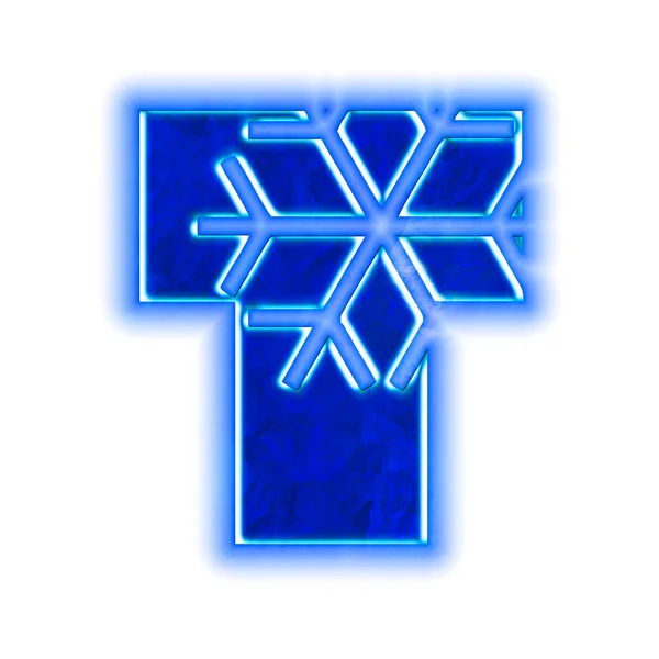 Winter snowflake alphabet - letter T — Stock Photo, Image