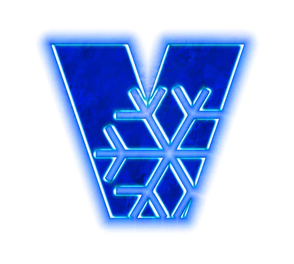 Χειμώνα αλφάβητο νιφάδα χιονιού - γράμμα v — Φωτογραφία Αρχείου