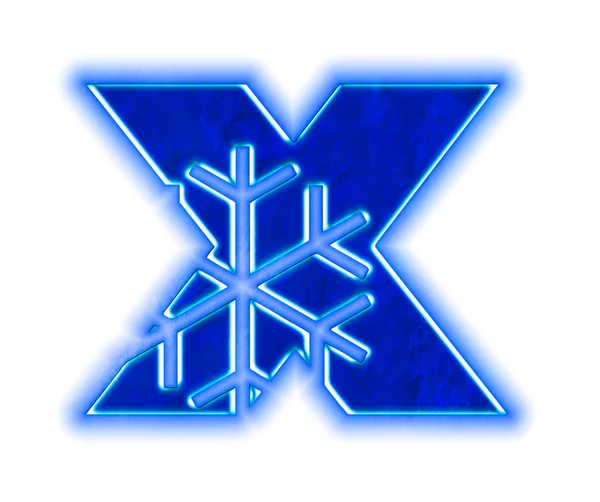 Alfabeto floco de neve de inverno - letra X — Fotografia de Stock