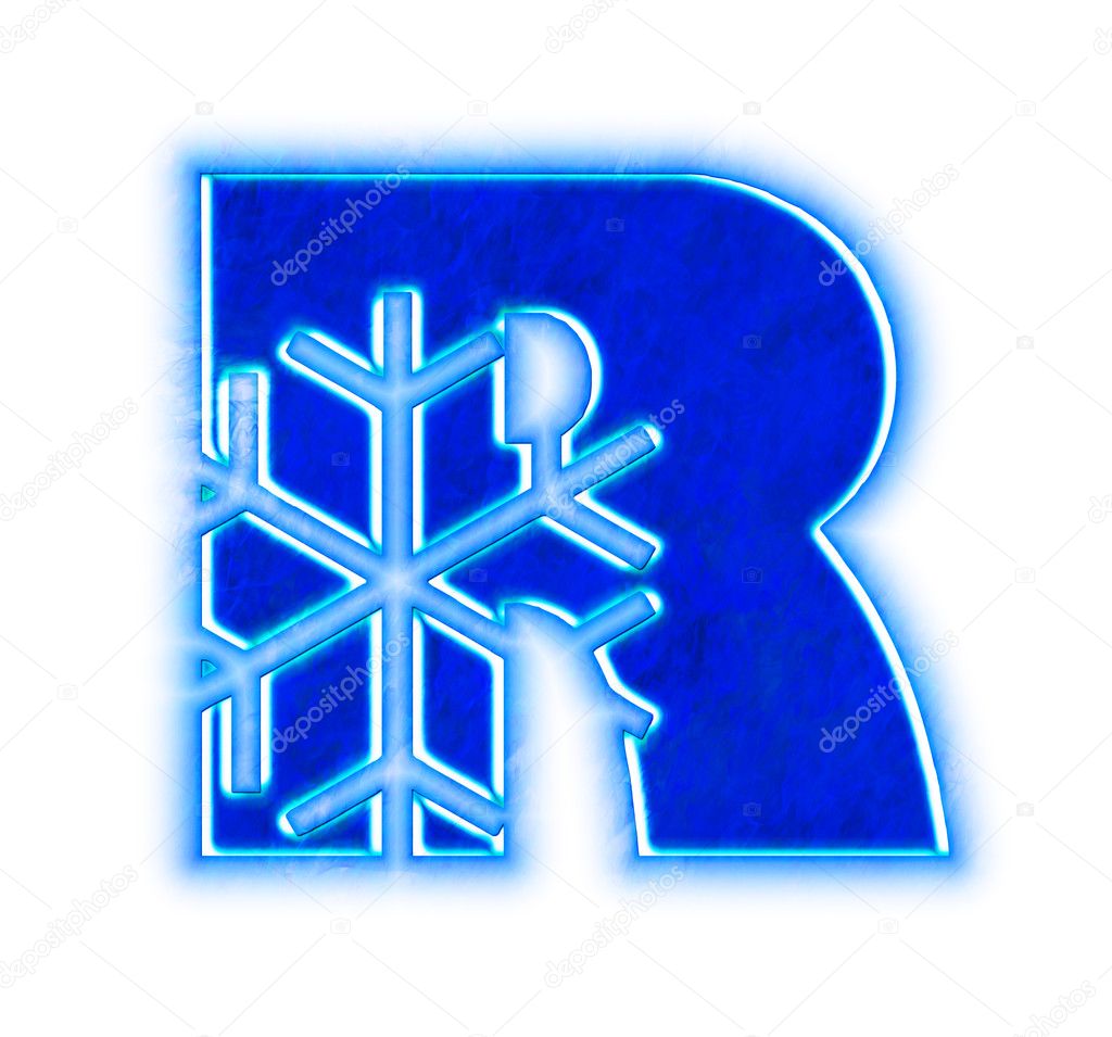 Winter snowflake alphabet - letter R