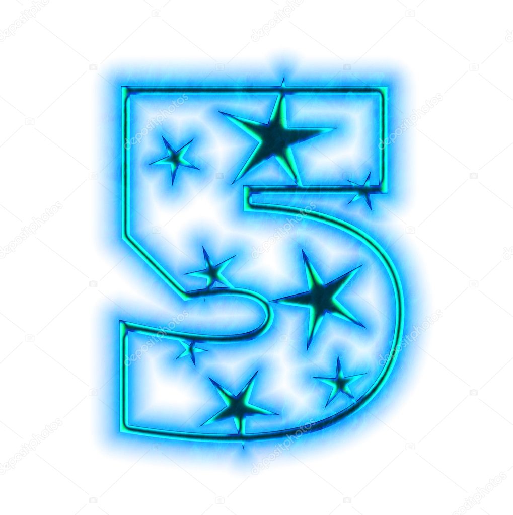 Christmas star font - number five