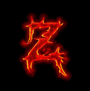 Gothic fire font - letter Z clipart