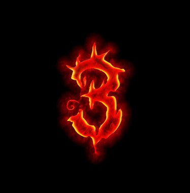 Gothic fire font - number three clipart