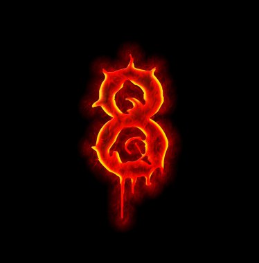 Gothic fire font - number eight clipart