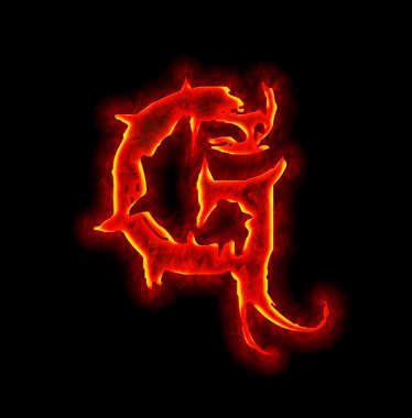 Gothic fire font - letter G clipart