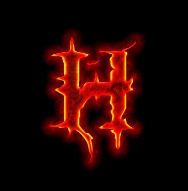 Gothic fire font - letter H clipart