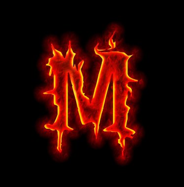 Gothic fire font - letter M clipart