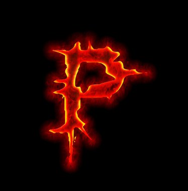 Gothic fire font - letter P clipart