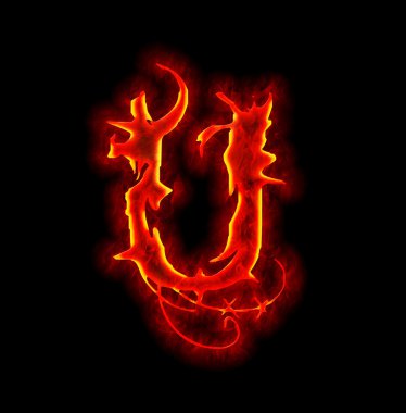 Gothic fire font - letter U clipart