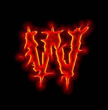 Gothic fire font - letter W clipart