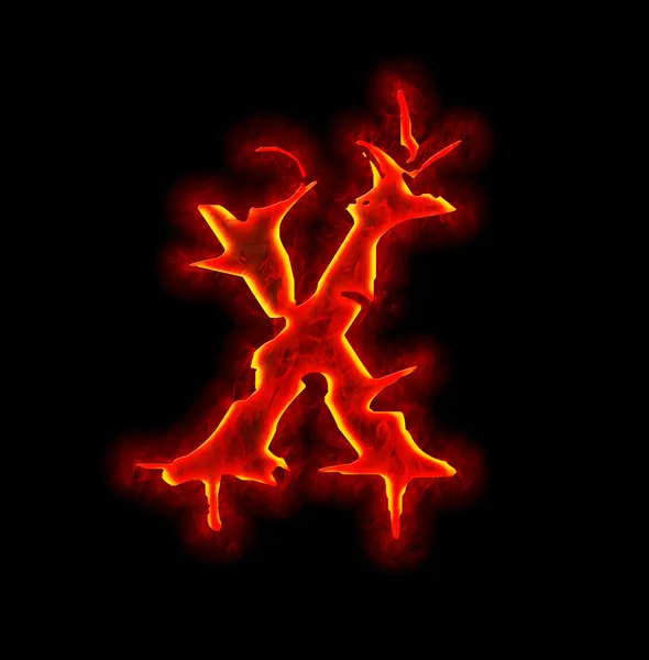 Czcionka gotycka ognia - litera x — Zdjęcie stockowe