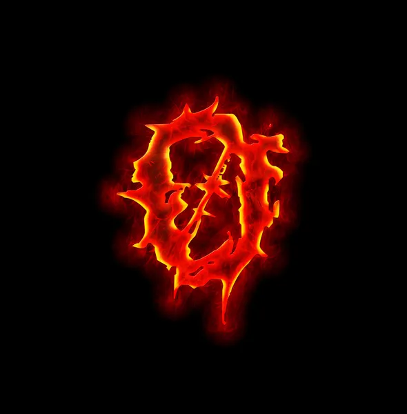 Gothic fire font - number zero — Stock Photo, Image