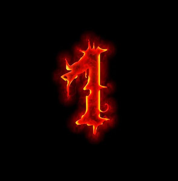 Gothic fire font - number one — Stock Photo, Image