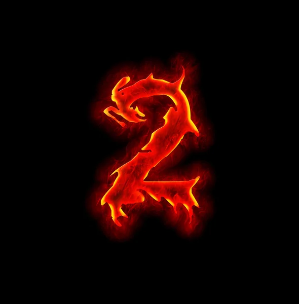 Gothic fire font - number two — Stock Photo, Image