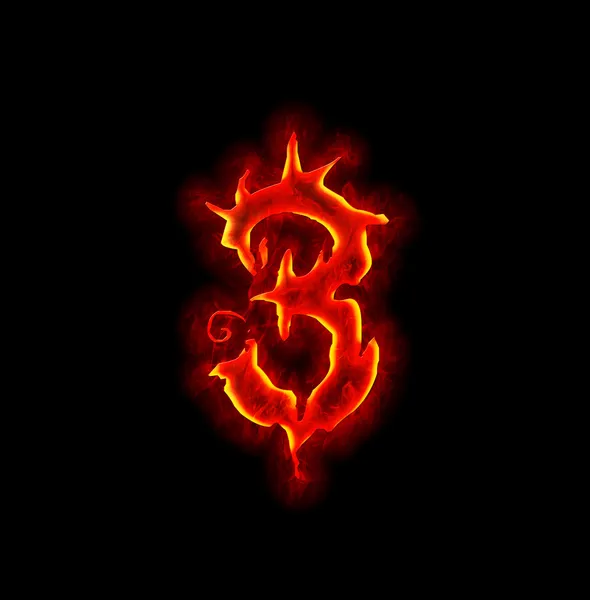 Gothic fire font - number three — Stock Photo, Image