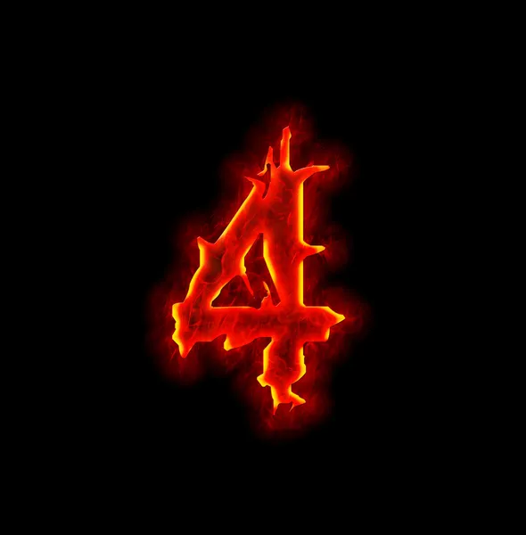 Ogień gotyckiej czcionki - numer cztery — Zdjęcie stockowe