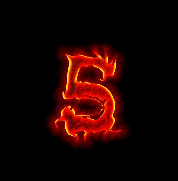 Gotische brand lettertype - nummer vijf — Stockfoto