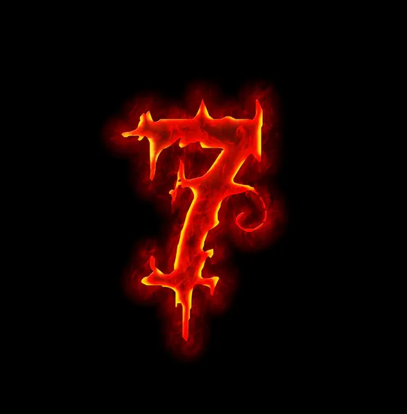 Готический шрифт огня - номер семь — стоковое фото