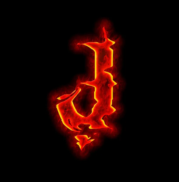 Gotik yangın font - harf j — Stok fotoğraf