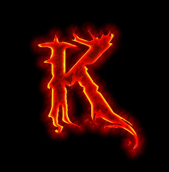 Gothic fire font - letter K — Stock Photo, Image