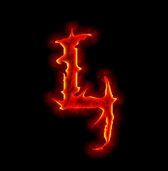 Готический огненный шрифт - буква L — стоковое фото
