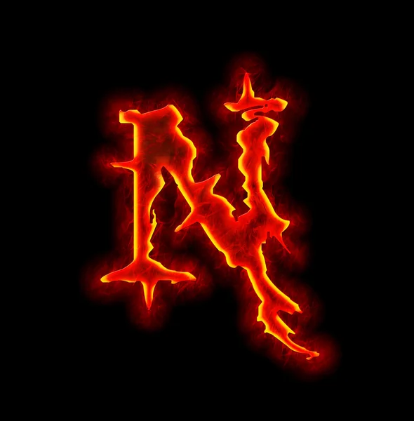 Gotik yangın font - harf n — Stok fotoğraf