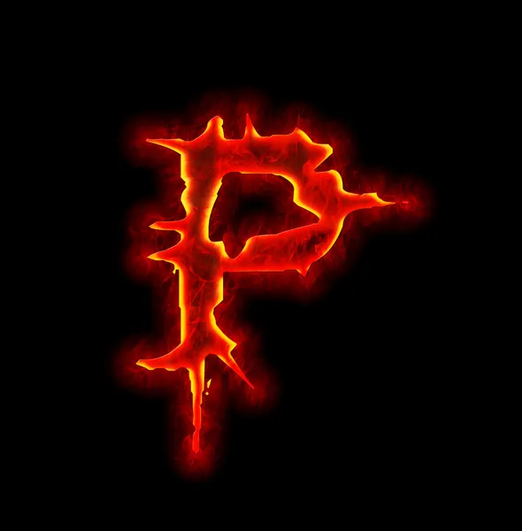 Gothic fire font - letter P — Stock Photo, Image