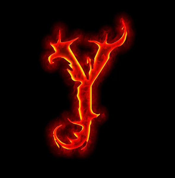 Gothic fire font - letter Y — Stock Photo, Image
