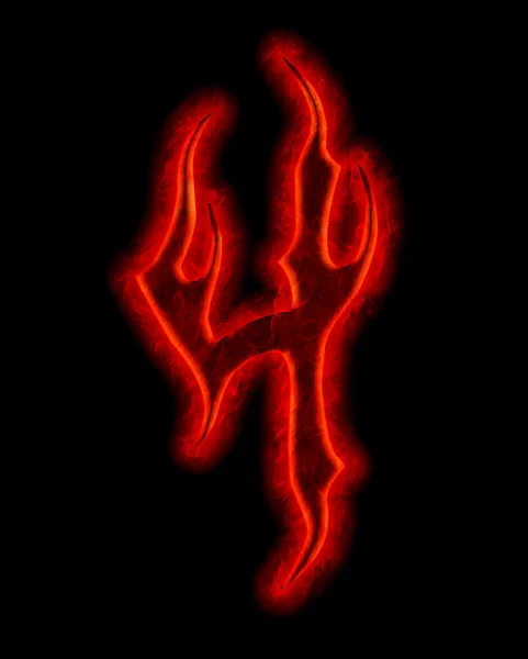 Devil fire font - number four — Stock Photo, Image