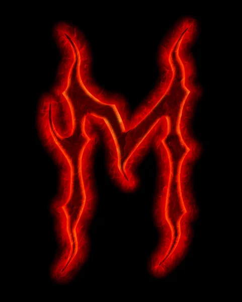 Devil fire fuente - letra M — Foto de Stock