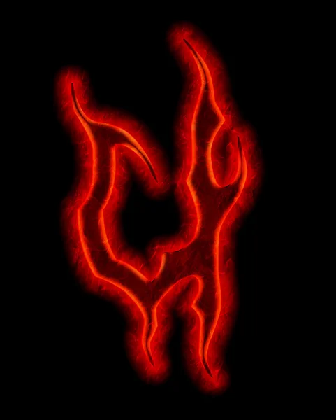 악마 화재 글꼴-문자 u — 스톡 사진