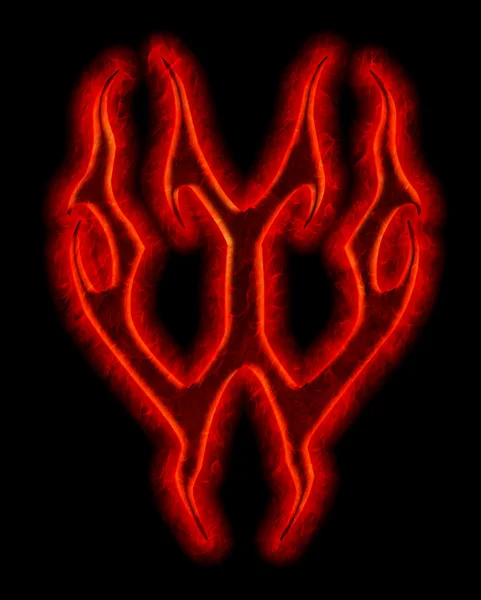 Devil fire font - letra W — Fotografia de Stock