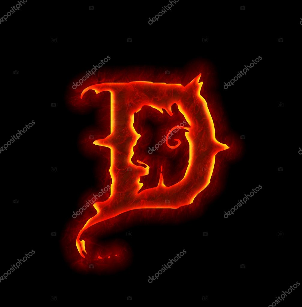 Gothic fire font - letter D