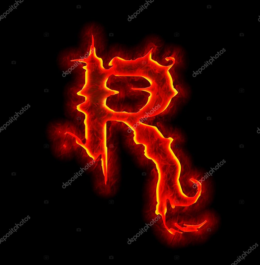 Gothic Fire Font Letter R Stock Photo C Silverkblack