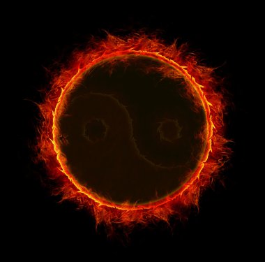 Ying yang fire symbol as sun clipart