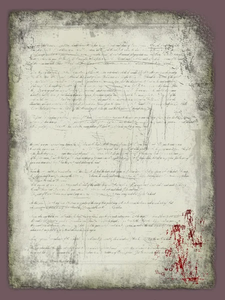 Antika gamla papper meddelande med blod — Stockfoto