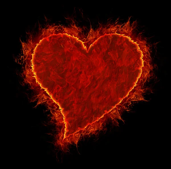 Brand hartsymbool gemaakt van brand vlammen — Stockfoto