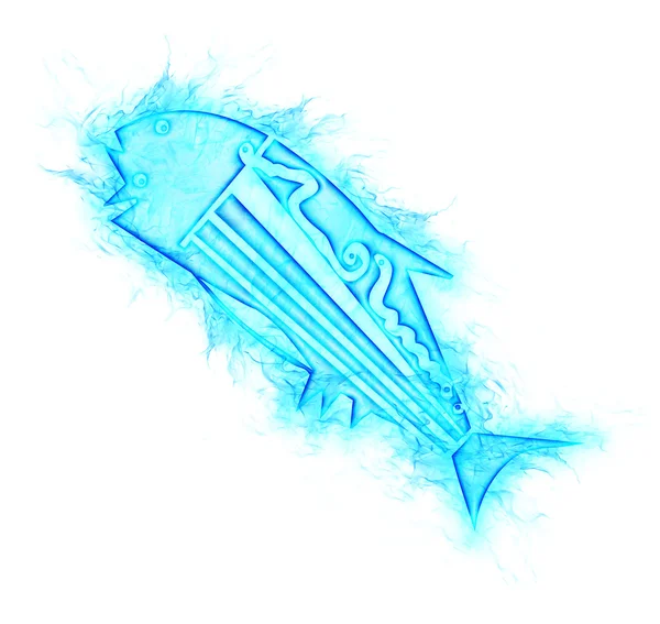 Fisch Illustration blau Feuer Textur — Stockfoto