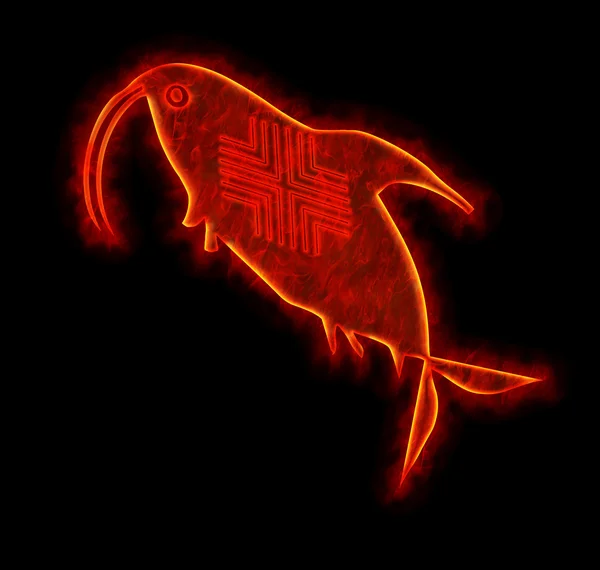 Рибна ілюстрація, зроблена з вогняною текстурою — стокове фото