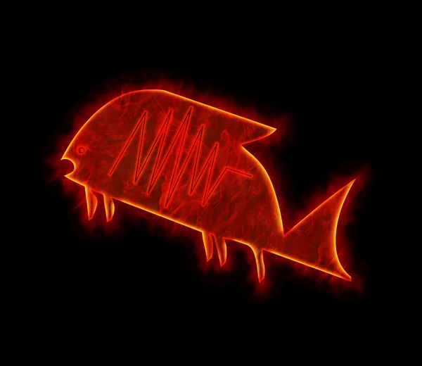 Fish illustration made of fire texture — Stock Photo, Image